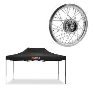 Sett: racingtelt 3x4,5m sammenleggbart Tourtecs for racerbanen MOTEA svart + felg 2,15x16 bred egnet for Simson S51 S50 S70 Schwalbe KR51 AF25
