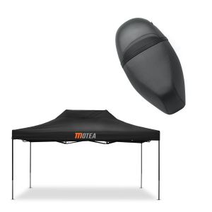 Sett: racingtelt 3x4,5m sammenleggbart Tourtecs for racerbanen MOTEA svart + sete egnet for Piaggio Zip 50 100 125 SP4 sete