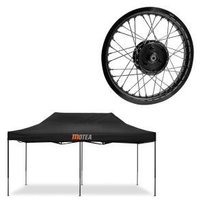 Sett: racingtelt 3x6m sammenleggbart Tourtecs for racerbanen MOTEA svart + felg 1,85x16 bred egnet for Simson S51 S50 S70 Schwalbe KR51 AF21 svart