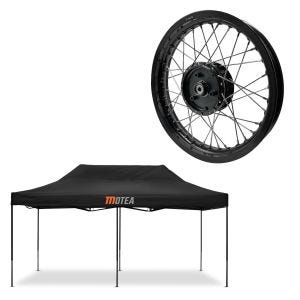 Sett: racingtelt 3x6m sammenleggbart Tourtecs for racerbanen MOTEA svart + felg 2,15x16 bred egnet for Simson S51 S50 S70 Schwalbe KR51 AF22 svart