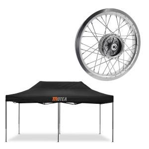 Sett: racingtelt 3x6m sammenleggbart Tourtecs for racerbanen MOTEA svart + felg 2,15x16 bred egnet for Simson S51 S50 S70 Schwalbe KR51 AF25