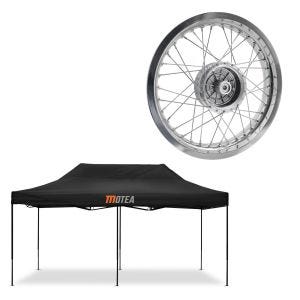 Sett: racingtelt 3x6m sammenleggbart Tourtecs for racerbanen MOTEA svart + felg 2,5x16 bred egnet for Simson S51 S50 S70 Schwalbe KR51 AF26