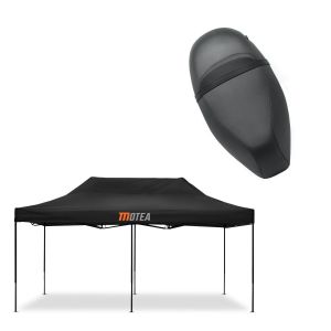 Sett: racingtelt 3x6m sammenleggbart Tourtecs for racerbanen MOTEA svart + sete egnet for Piaggio Zip 50 100 125 SP4 sete