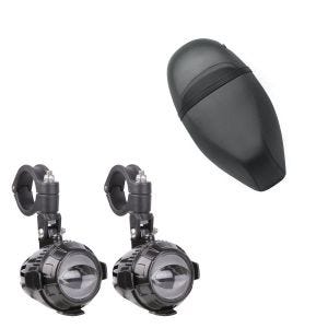 Sett: LED ekstra hovedlykt MS1 ECE 12V Lumitecs + sete egnet for Piaggio Zip 50 100 125 SP4 sete