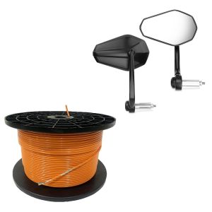 Sett: 300m begrensningskabel for robotgressklippere Ø4,0mm ekstra sterk + styreendespeil med E-merke bakspeilpar SP6