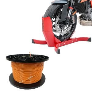 Sett: 300m grensekabel for robotgressklippere Ø4,0mm ekstra sterk + motorsykkel rocker Easy-Plus rød
