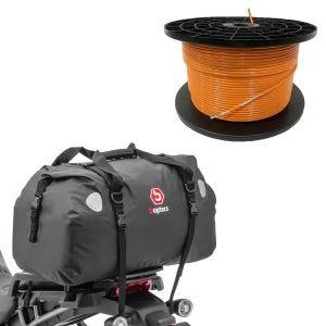 Sett: 300m grensekabel for robotgressklippere Ø4,0mm ekstra sterk + halebag Drybag XF60 volum 60l