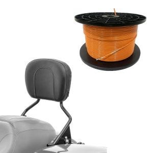 Sett: 300m grensekabel for robotgressklippere Ø4,0mm ekstra sterk + sissy bar egnet for Harley Davidson Touring-modeller 09-24 i svart
