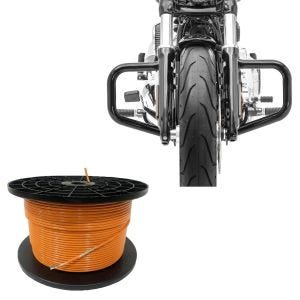 Sett: 300m begrensningskabel for robotgressklippere Ø4,0mm ekstra sterk + crashbar Bart egnet for Harley Davidson Softail 18-24 i svart