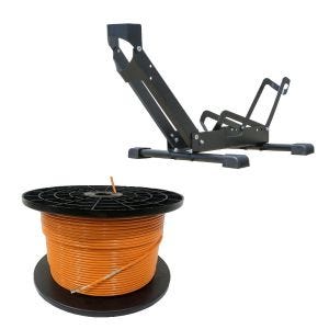 Sett: 300m grensekabel for robotgressklippere Ø4,0mm ekstra sterk + frittstående sykkelstativ TS1 sykkelholder 26 til 29" dekk svart