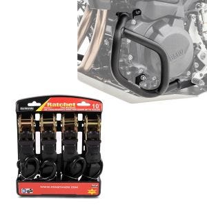 Sett: crashbar egnet for BMW F 900 GS 2024 Motoguard SG56 + strammesett med skralle og krok inkludert 4x surringsløkker i sort