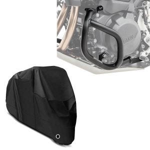 Sett: Crash bar egnet for BMW F 900 GS 2024 Motoguard SG56 + presenning XL deksel i svart