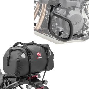 Sett: crashbar egnet for BMW F 900 GS 2024 Motoguard SG56 + bakbag Drybag XF60 volum 60l