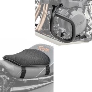 Sett: crashbar egnet for BMW F 900 GS 2024 Motoguard SG56 + gel setepute M komfortpute svart