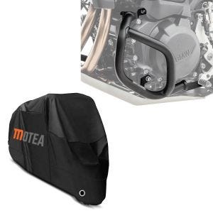 Sett: crashbar egnet for BMW F 900 GS 2024 Motoguard SG56 + presenning BC1 XXL deksel i svart