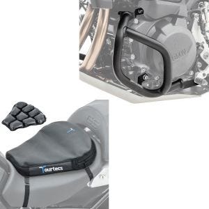 Sett: crashbar egnet for BMW F 900 GS 2024 Motoguard SG56 + luftpute Air Deluxe M komfortsetepute i svart