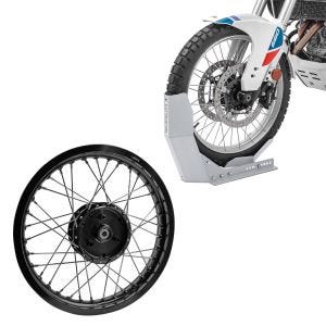 Sett: Transportstativ motorsykkelrocker Constands Easy Fix galvanisert + felg 1,85x16 bred passer til Simson S51 S50 S70 Schwalbe KR51 AF21 svart