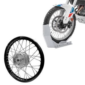 Sett: Transportstativ motorsykkel rocker Constands Easy Fix galvanisert + felg aluminium 1,6x16 passer til Simson S51 S50 S70 Schwalbe KR51 AF28 svart