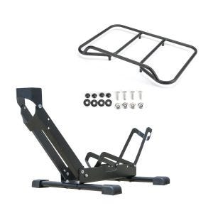 Sett: Frittstående sykkelstativ Cranit TS1 sykkelholder 26 til 29" dekk sort + bagasjeholder Vario toppkoffert egnet for BMW R 1200 / 1250 GS 04-23
