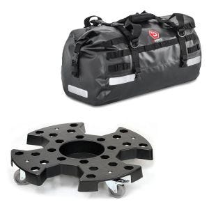 Sett: dekkrullebrett RR1 Vanit dekkvogn egnet for transport av dekk + halebag Drybag XB50 volum 50l