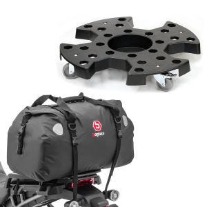 Sett: dekkrullebrett RR1 Vanit dekkvogn egnet for transport av dekk + halebag Drybag XF60 volum 60l