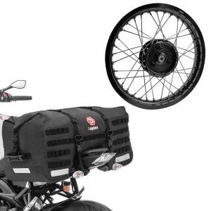 Sett: Felg 1,85x16 bred passer til Simson S51 S50 S70 Schwalbe KR51 AF21 svart + haleveske SX70 70Ltr i svart