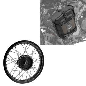 Sett: Felg 1,85x16 bred egnet for Simson S51 S50 S70 Schwalbe KR51 AF21 svart + crashbar bag S3 egnet for crashbar 6L