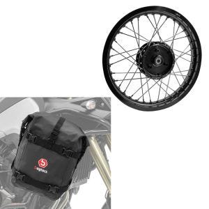 Sett: Felg 1,85x16 bred egnet for Simson S51 S50 S70 Schwalbe KR51 AF21 svart + crash bar bag egnet for crash bar K4 Dry Bag 10 L