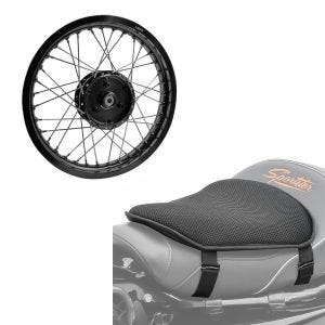 Sett: felg 1,85x16 bred passer til Simson S51 S50 S70 Schwalbe KR51 AF21 svart + gel setepute M komfortpute svart