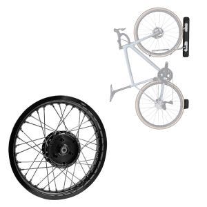 Sett: Felg 1,85x16 bred egnet for Simson S51 S50 S70 Schwalbe KR51 AF21 svart + svingbart sykkelveggfeste ME84 svart