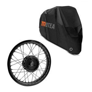 Sett: Felg 1,85x16 bred passer til Simson S51 S50 S70 Schwalbe KR51 AF21 svart + presenning BC1 XXL trekk i sort