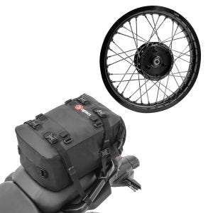 Sett: felg 1,85x16 bred passer til Simson S51 S50 S70 Schwalbe KR51 AF21 svart + halebag KH2 ryggsekk 20 L svart