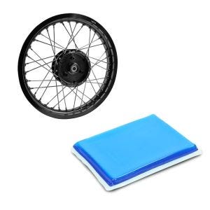 Sett: Felg 1,85x16 bred egnet for Simson S51 S50 S70 Schwalbe KR51 AF21 svart + gelpute egnet for motorsykkelsete, kan skjæres til, 20 x 15 x 1,5 cm