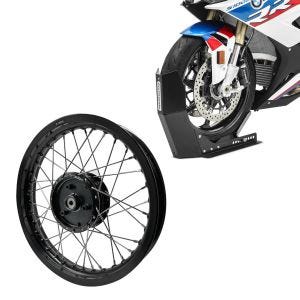 Sett: felg 2,15x16 bred egnet for Simson S51 S50 S70 Schwalbe KR51 AF22 svart + transportstativ Easy-Fix motorsykkelvippe opptil 21 tommer svart