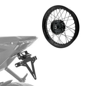 Sett: Felg 2,15x16 bred passer til Simson S51 S50 S70 Schwalbe KR51 AF22 sort + skiltholder KH4 skiltholder med LED-belysning