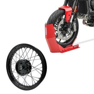 Sett: Felg 2,15x16 bred egnet for Simson S51 S50 S70 Schwalbe KR51 AF22 svart + transportstativ Easy-Fix motorsykkelrocker opp til 21 tommer rød