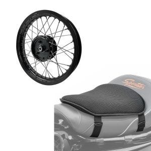 Sett: felg 2,15x16 bred passer til Simson S51 S50 S70 Schwalbe KR51 AF22 svart + gel setepute M komfortpute svart