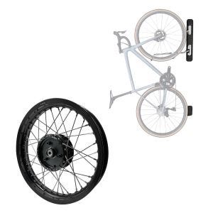 Sett: Felg 2,15x16 bred egnet for Simson S51 S50 S70 Schwalbe KR51 AF22 svart + svingbart sykkelveggfeste ME84 svart