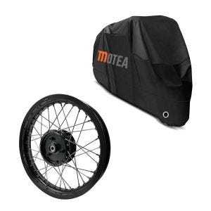 Sett: felg 2,15x16 bred passer til Simson S51 S50 S70 Schwalbe KR51 AF22 svart + presenning BC1 XXL trekk i sort