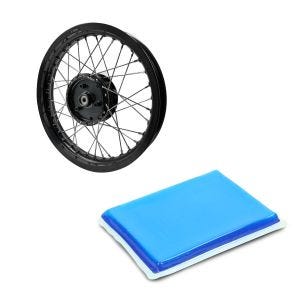 Sett: Felg 2,15x16 bred egnet for Simson S51 S50 S70 Schwalbe KR51 AF22 svart + gelpute egnet for motorsykkelsete, kan skjæres til, 20 x 15 x 1,5 cm