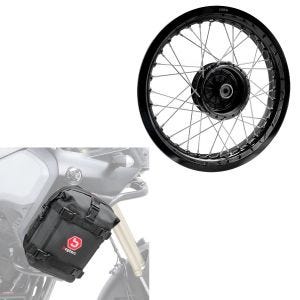 Sett: felg 2,5x16 bred egnet for Simson S51 S50 S70 Schwalbe KR51 AF23 svart + styrveske K3 6L