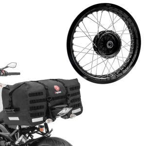 Sett: felg 2,5x16 bred passer til Simson S51 S50 S70 Schwalbe KR51 AF23 svart + halebag SX70 70Ltr i svart