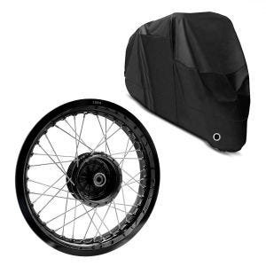 Sett: felg 2,5x16 bred passer til Simson S51 S50 S70 Schwalbe KR51 AF23 svart + presenning XL trekk i sort