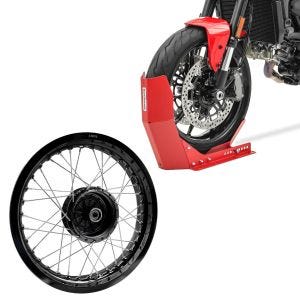 Sett: Felg 2,5x16 bred egnet for Simson S51 S50 S70 Schwalbe KR51 AF23 svart + transportstativ Easy-Fix motorsykkelrocker opp til 21 tommer rød