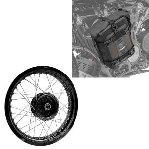 Sett: Felg 2,5x16 bred egnet for Simson S51 S50 S70 Schwalbe KR51 AF23 svart + stangveske S3 egnet for 6L håndtak