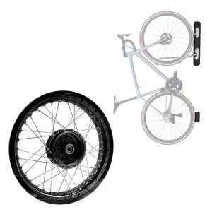 Sett: Felg 2,5x16 bred egnet for Simson S51 S50 S70 Schwalbe KR51 AF23 svart + svingbart sykkelveggfeste ME84 svart