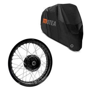 Sett: felg 2,5x16 bred passer til Simson S51 S50 S70 Schwalbe KR51 AF23 svart + presenning BC1 XXL trekk i sort