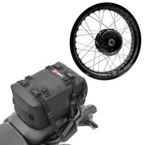 Sett: felg 2,5x16 bred passer til Simson S51 S50 S70 Schwalbe KR51 AF23 svart + halebag KH2 ryggsekk 20 L svart