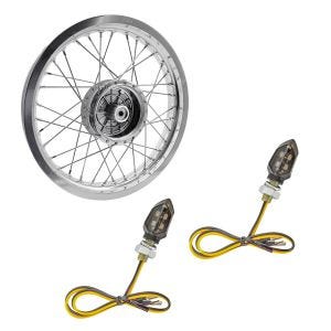 Sett: Felg 2,15x16 bred egnet for Simson S51 S50 S70 Schwalbe KR51 AF25 + LED-indikatorer KP8 med E-merke 2 stk front-bak tonet
