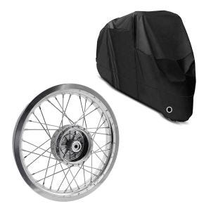 Sett: felg 2,15x16 bred passer til Simson S51 S50 S70 Schwalbe KR51 AF25 + presenning XL trekk i sort